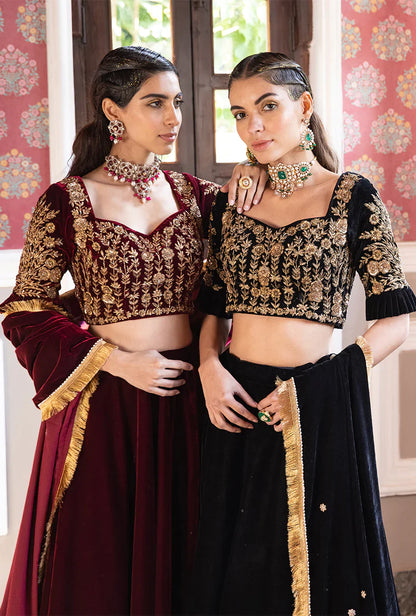 Stylist black lehenga with embroidered blouse