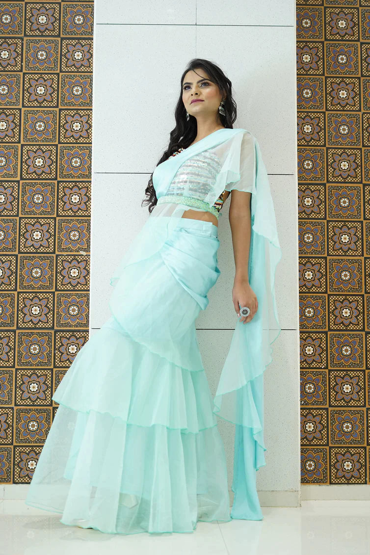 Glamorous And Stylish Saree-Colour : Water Spout Blue