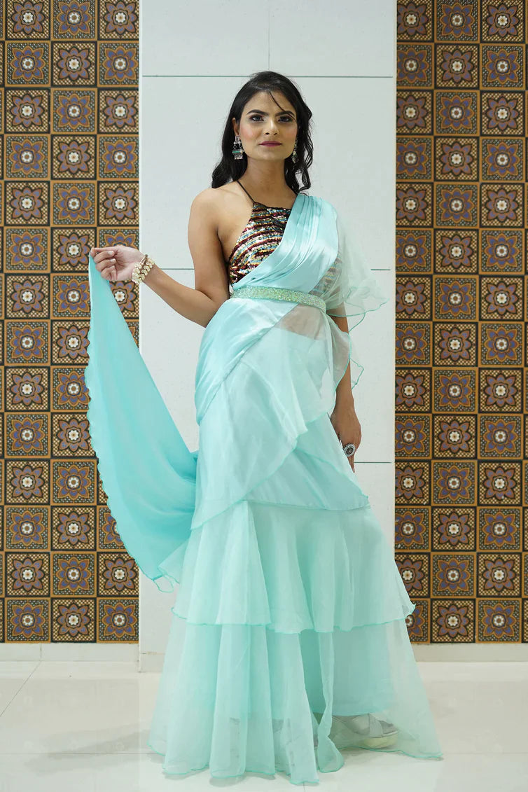 Glamorous And Stylish Saree-Colour : Water Spout Blue